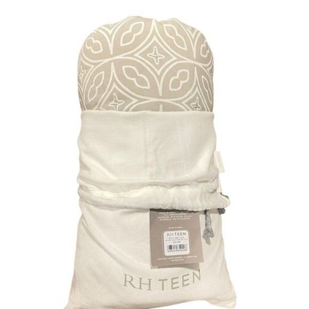 Restoration Hardware RH Teen Reversible Moroccan Tile Euro Sham Grey/White NEW